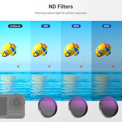 NEEWER ND Filter Set Compatible with DJI Osmo Action 5/4/3 (4 Pack) - size: Action 3/4/5 Pro, style: 4 Pack ND/CPL w/Lens Cap