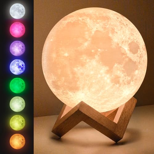 Mind-Glowing 3D Moon Lamp, 16 Colors, Touch/Remote Control (4.7 inch) - color: Moon, size: 4.7 Inch
