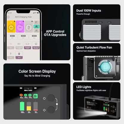 LIMETA Air 3s Smart Battery Charging Hub, 200W USB-C Fast Charging for DJI Air 3 Series Intelligent Flight Batteries Plus Three-Channel Parallel with Discharge Storage Function LED Lighting - size: Air 3s