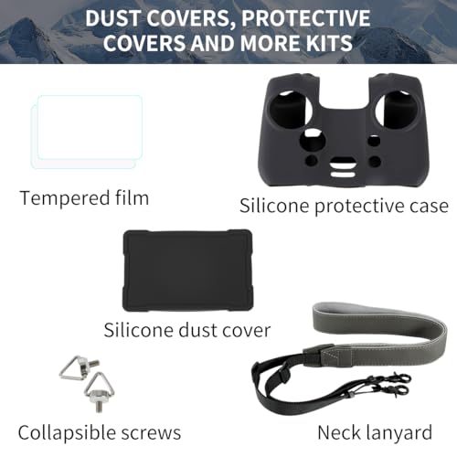 for DJI Mavic 4 Pro RC Pro 2 Silicone Case Combo w/Tempered Glass Screen Protector, Adjustable Neck Strap & Lanyard Screw - Essential Drone Controller Accessories