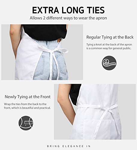 Syntus Apron for Men Women, Adjustable Cooking Kitchen Apron with 2 Pockets - color: Black/White, style: 2 Polyester