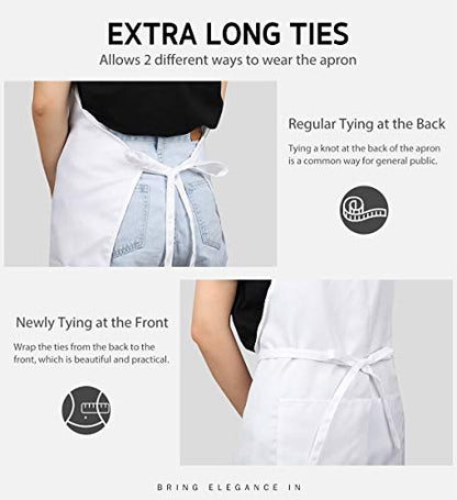 Syntus Apron for Men Women, Adjustable Cooking Kitchen Apron with 2 Pockets - color: Black/White, style: 2 Polyester