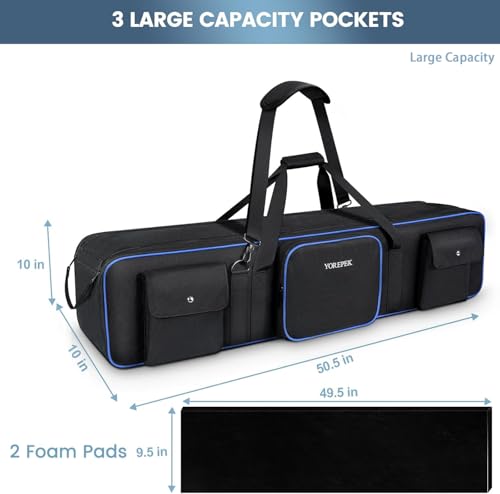 YOREPEK 50.5" Heavy Tripod Carrying Case Bag with 2 Padding Protective Pads - color: 50.5*9.5*9.5