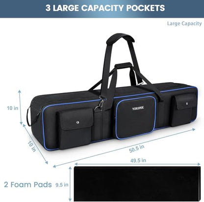 YOREPEK 50.5" Heavy Tripod Carrying Case Bag with 2 Padding Protective Pads - color: 50.5*9.5*9.5
