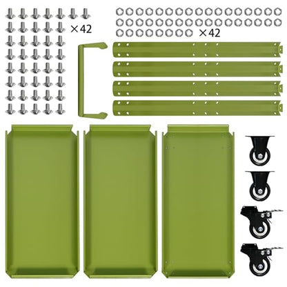 3 Tier Metal Utility Rolling Cart with Wheels, Green - color: Green