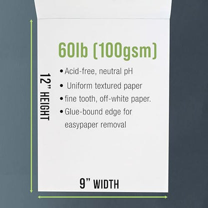 U.S. Art Supply 9" x 12" Premium Drawing Pad, Pack of 2 (50 Sheets Each)