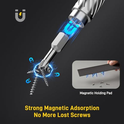 T Handle Ratchet Screwdriver Set, Upgraded 62 in 1 Magnetic Screwdriver Set - color: Grey, size: 62 PCS