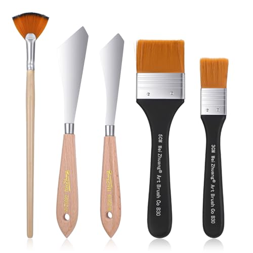 5 PCS Paint Knife for Acrylic Painting, Palette Fan Knife Brushes for Acrylic Paintings, Background Paint Brushes, Stainless Steel Oil Painting Supplies Paintings Kit for Oil Canvas