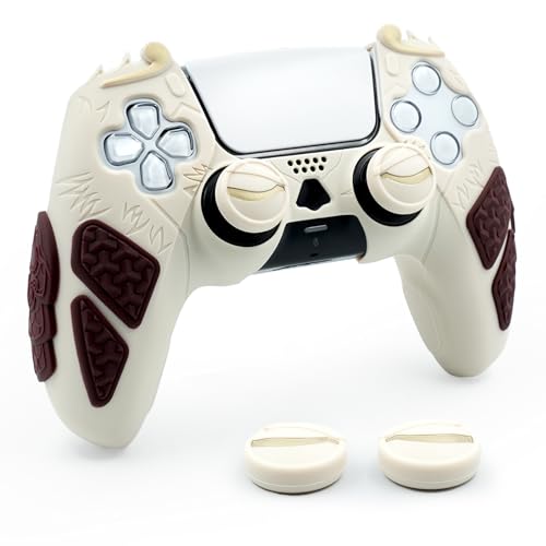 Silicone Grip Cover Compatible with PS5 DualSense Controller, Wukong Themed Anti-Slip Sweat-Resistant Skin, Snug Fit No Need to Remove for Charging with Joystick Caps (Classic Beige) - color: Beige