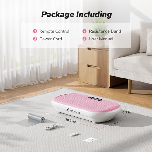 Merach CV40 Curved Vibration Plate Exercise Machine with 440lbs Capacity - color: Pink