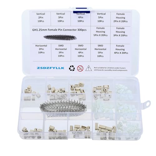 GH1.25 Connectors Kit Vertical/Horizontal SMD Socket and Crimp Terminal Compatible with JST GH 1.25mm 2/3/4/5 Pin Housing Connector Adapter
