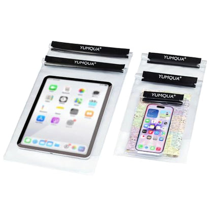 YUMQUA Waterproof Pouch Dry Bags Document Map Holder for Water Sport 3PACK - color: Black-5Pack