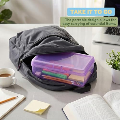 novelinks 5x8 Inch Plastic Pencil Box, Small Clear Storage Bins with Lids - size: 4 Pack