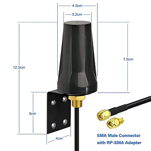 Bingfu 4G LTE Cellular 5dBi SMA Antenna Replacement for Trail Camera Router - color: with Low Loss Extension Cable
