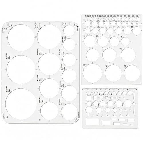 SenseYo 3 Pack Circle Template Stencil Round Geometric Drawings Ruler for Drafting Design Office Building Formwork Studying Large and Small Size - size: 3