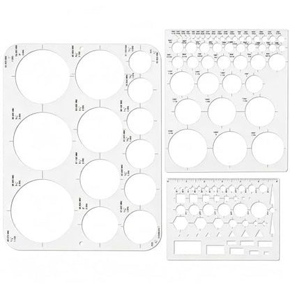 SenseYo 3 Pack Circle Template Stencil Round Geometric Drawings Ruler for Drafting Design Office Building Formwork Studying Large and Small Size - size: 3