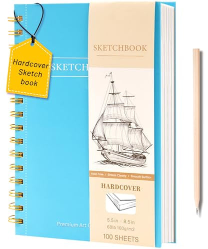 Yoment Small Sketch Book 5.5"x8.5",Mini Sketchbook,Spiral Bound,100 Sheets - color: 3-Blue, size: 5.5 x 8.5