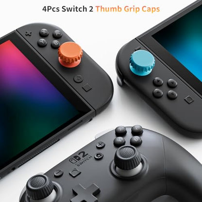 COOWPS for Nintendo Switch 2 Case, 4Pcs Thumb Grips, Protection Travel Case - color: Dark Grey