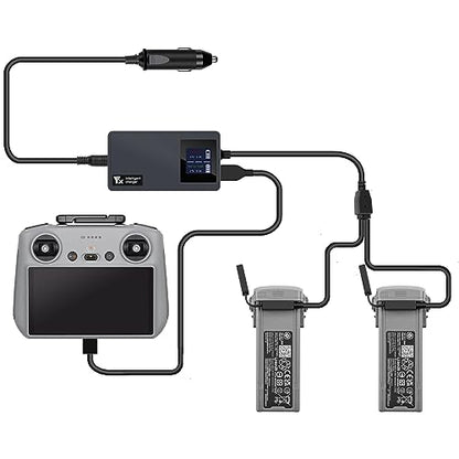 Hanatora LCD Battery Car Charger for DJI Air 3S,Air 3 Drone,12V Charge,Rapid Charging Hub Accessories