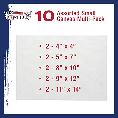 U.S. Art Supply Professional Quality Stretched Canvas, Multipack of 10 - size: Small