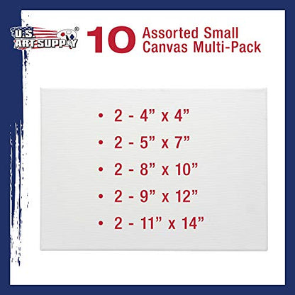 U.S. Art Supply Professional Quality Stretched Canvas, Multipack of 10 - size: Small