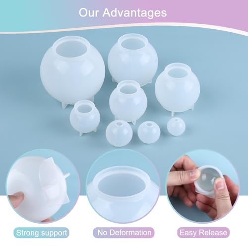 KISREL Sphere Resin Molds, 8 PCS Sphere Silicone Mold, Upgraded Epoxy Molds - size: Sphere Resin Molds - 8pcs