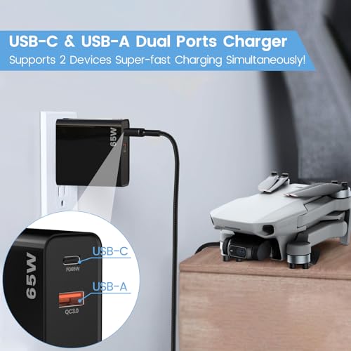 PD 65W USB C Fast Charger for DJI Neo, Air 3S, Mini 4K, 2 SE Drones, Black - color: Black, size: 65w / 6.6ft