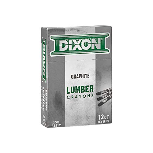 Dixon Industrial Lumber Marking Crayons, Soft Graphite, 4-1/2 x 1/2" Hex, Pack of 12 (36512)