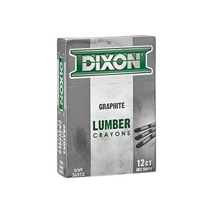 Dixon Industrial Lumber Marking Crayons, Soft Graphite, 4-1/2 x 1/2" Hex, Pack of 12 (36512)