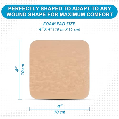 MedVance Waterproof Non-Adhesive Foam Dressing w/o Border, 4"x4", Box of 5 - size: 4"x4" Standard 5 Pack