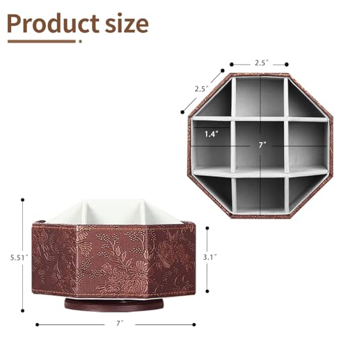 360° Spinning Remote Control Holder,Pen Caddy,Studio Art Supplies Organizer - color: Retro Embroidery