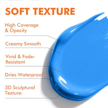GOTIDEAL Blue Acrylic Paint, Sky Blue Paint (250ml / 8.45oz) Tubes - color: Sky Blue
