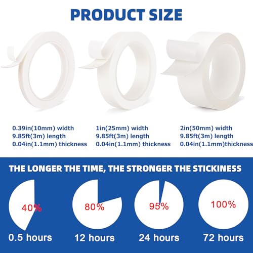 Double Sided Mounting Tape Heavy Duty, Damage Free, 2'' x 9.85 FT - size: 2in x 9.85ft