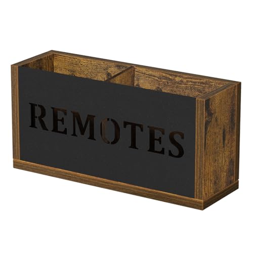 YINMIT Remote Control Holder,2-Slot TV Remote Caddy,Wall Mount and Tabletop - color: Rustic Brown - Style B, size: Small