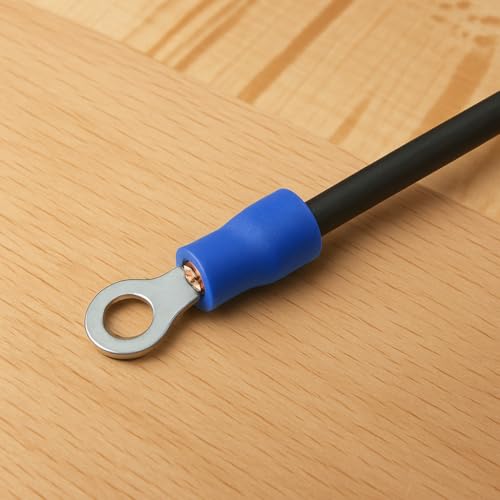 ANGSTROM #6 Bolt Ring Terminals, Insulated Electrical Crimp Connectors 100pcs (16-14ga Blue) - color: 16-14ga Blue, size: #6 Stud