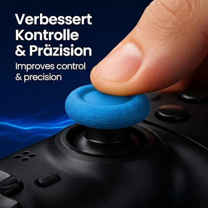 MatoSan Thumbstick Silicone Replacement Caps - Compatible with PS5 Controller & PS4 Controller - Non-Slip Grip for More Precise Control - Protective Caps for Analog Sticks (4 Silicone Blue) - color: 4 silicone blue