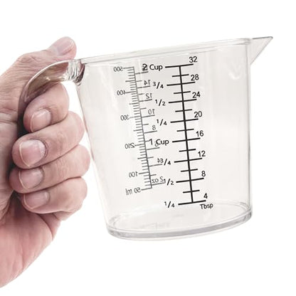 2 Cup (500ml) Measuring Cup, Laser-Etched oz/cup/mL/Tbsp, Plastic Measuring Cup with Handle for Cooking, Mixing & Kitchen Use - size: 02 - 16 fl oz (2 Cup)