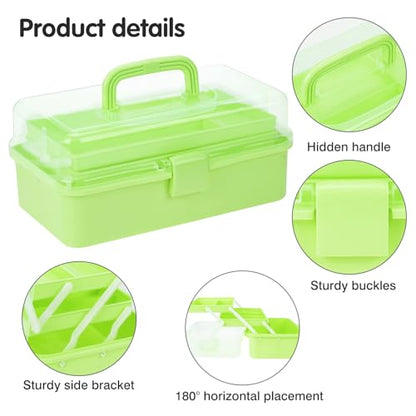 Tackle Box, 3-Layer Craft Sewing Medicine Art Hair Tool Organizer Green - color: Green