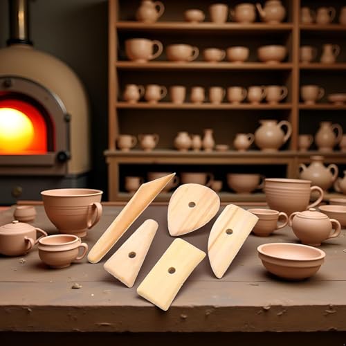 5 Pcs Pottery Clay Sculpting Tools Set,Wooden Pottery Clay Ribs Ceramic Potter Rib Ceramic Clay Sculpting Scrapers Tools Pottery Shaping Trimming Tools Ceramic Pottery Tools