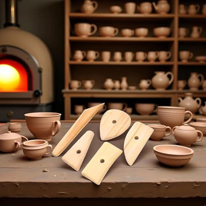 5 Pcs Pottery Clay Sculpting Tools Set,Wooden Pottery Clay Ribs Ceramic Potter Rib Ceramic Clay Sculpting Scrapers Tools Pottery Shaping Trimming Tools Ceramic Pottery Tools