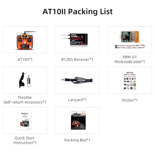 Radiolink AT10II 12CH 2.4G RC Transmitter and Receiver R12DS for Airplane - color: Orange