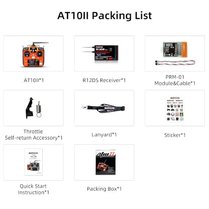 Radiolink AT10II 12CH 2.4G RC Transmitter and Receiver R12DS for Airplane - color: Orange