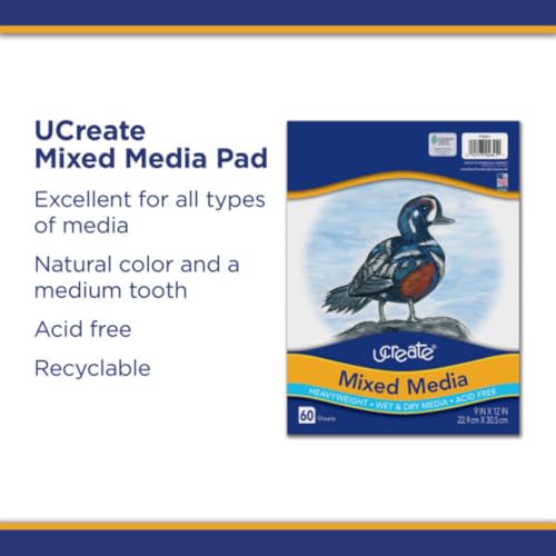Pacon PAC4841 Art1st Mixed Media Art Paper, 9" x 12", White, 60 Sheets - size: 60 Count (Pack of 1)