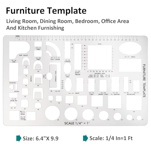 Drafting Tools and Ruler Shapes for Architecture - Set of 3 for House Plan Furniture Kitchen, Building, Interior Design