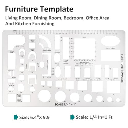 Drafting Tools and Ruler Shapes for Architecture - Set of 3 for House Plan Furniture Kitchen, Building, Interior Design