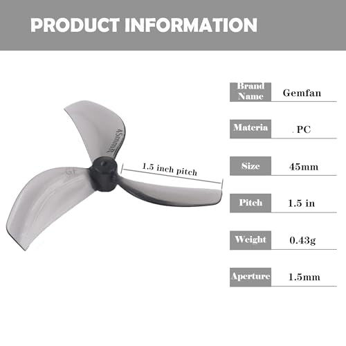 RC Propeller Gemfan 45mm 3-Blade Propeller for RC FPV Drone(Grey+Blue) - color: Grey+blue