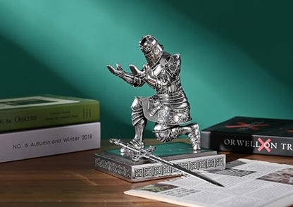 King's Guard Knight Pen Holder with a Letter Opener Desk Organizers Silver - color: Silver(plating)