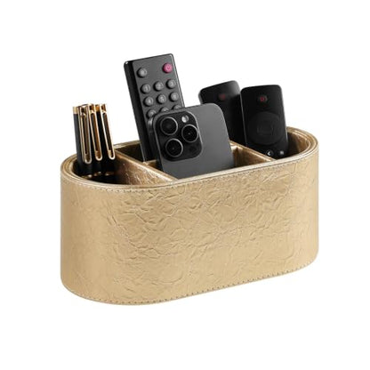 Oval Remote Control Holder, Nightstand Organizer Desk Caddy (Gold) - color: Gold