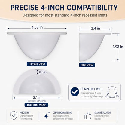 1 Pack 4 Inch 40% Translucent Can Light Cover, White Half Shade - color: White, size: 4 Inch