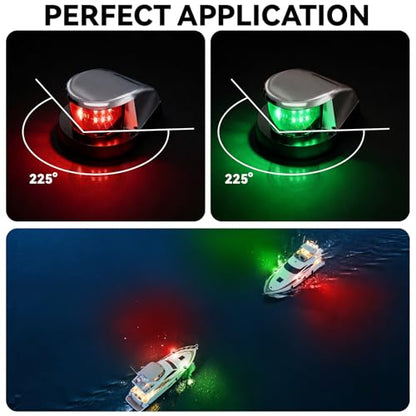 Boat Light, Lights for Boat, Navigation Lights, Red Green LED 12V 2 Pack - style: Red-Green Combo